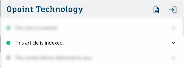The second row will contain “This article has been indexed” if the article is found in Opoint’s databases