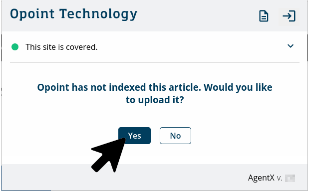 Press “yes”, on the left, to start indexing the article