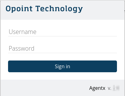 AgentX’s login page contains two fields: Username (top) and “Password” (bottom)