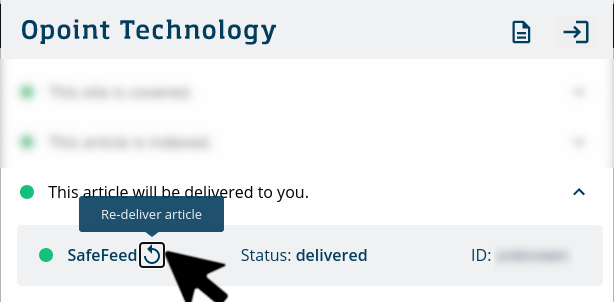 Open the delivery information panel on the third row. The re-delivery button will be on the first column from left to right, immediately to the right of the word “SafeFeed”